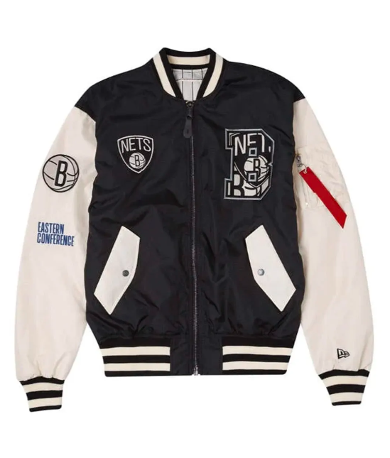 Jorde Calf Men’s Basketball Brooklyn Bomber Jacket | Lightweight Baseball Letterman Nets Varsity Jacket For Men