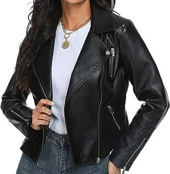 Jorde Calf Women’s Black Asymmetric Lambskin Leather Jacket | Motorcycle Moto Biker Zip Up Leather Jacket For Women.