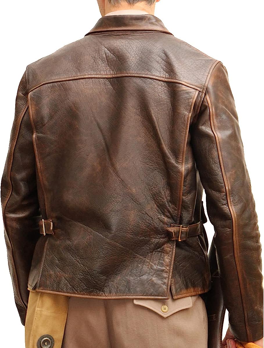 Men's Indiana Jones Raiders of The Lost Ark Harrison Ford Brown Distressed Leather Jacket For mens.