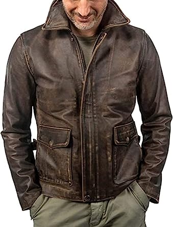 Men's Indiana Jones Raiders of The Lost Ark Harrison Ford Brown Distressed Leather Jacket For mens.