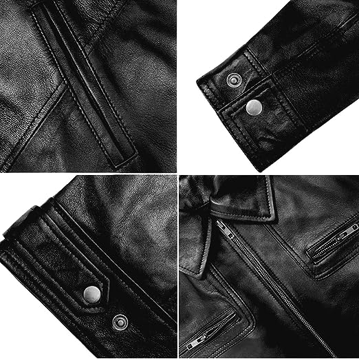 Jorde Calf Men’s Casual Black Lambskin Leather Jacket | Classic Motorcycle Biker Leather Jacket For Men.