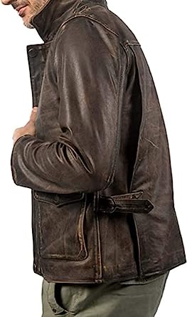 Men's Indiana Jones Raiders of The Lost Ark Harrison Ford Brown Distressed Leather Jacket For mens.