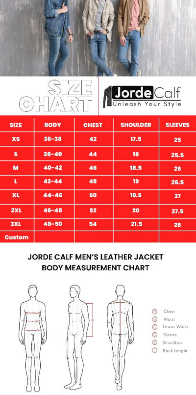 Jorde Calf Men’s Black Casual Slim Fit Biker Leather Jacket | Café Racer Motorcycle Genuine Leather Jacket For Men