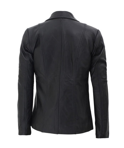 Jorde Calf Black Leather Blazer Jacket for women