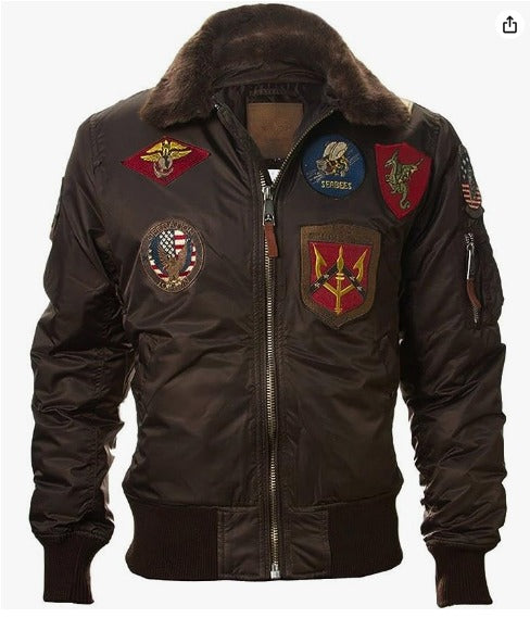 Jorde Calf Men’s G1 Aviator Lightweight Polyester Jacket | Signature B 15 Series Flight Jacket With Embroidery Patches.