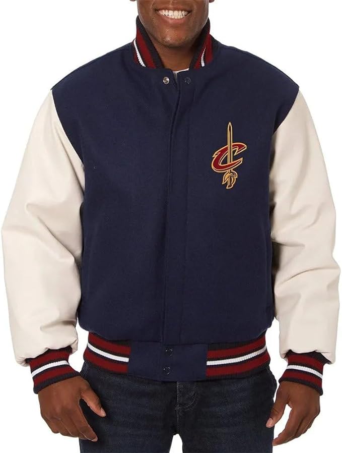 Jorde Calf Men’s National Basketball League Varsity Jacket | Letterman Jacket with PU Leather Sleeves for Men